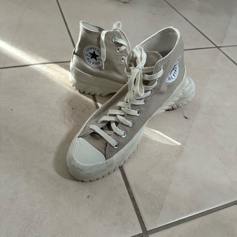 Converse All-Star High-Top Sneakers- Beige and White (Unisex)